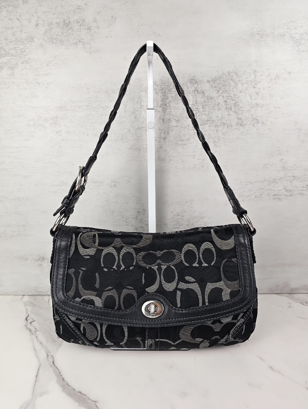 Coach Black Chelsea Optic Signature Flap Shoulder Bag